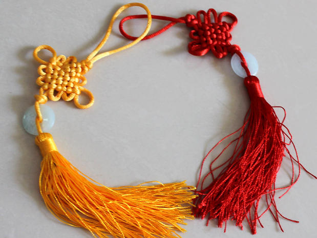 Small China Knot Fan Accessories Jade Ring China Knot Fan Spike Pendant Comb 21CM Two Color Elects with Jade