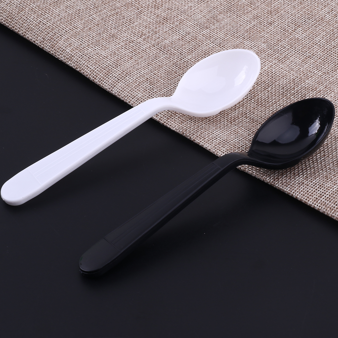 Regal Disposable Spoon Independent Packaging Thickened Black Spoon Big Head Rice Spoon Dessert Spoon White Spoon Free Shipping