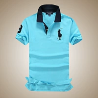 Màu sắc thời trang ve áo ve áo POLO màu rắn Mỹ Malaysia ngựa đực kinh doanh giản dị cotton ngắn tay áo Polo áo polo ralph lauren