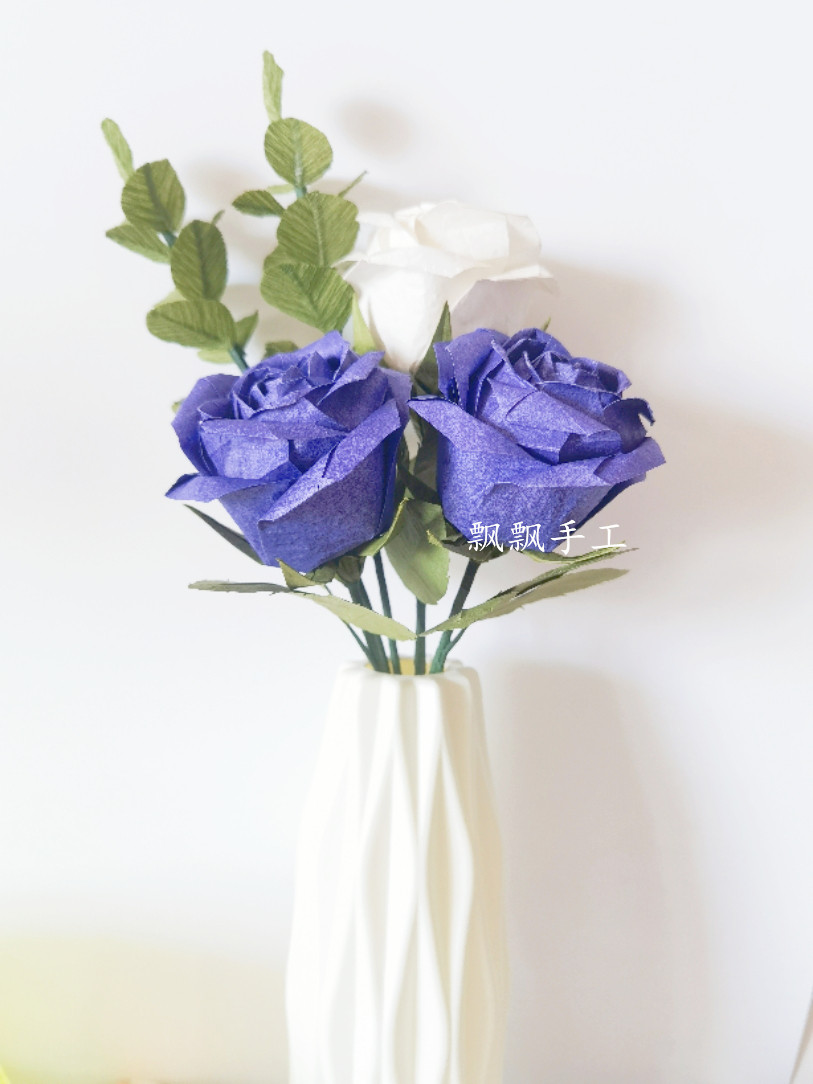 Fold Paper Wine Glass Rose Finished Hand Knead Paper Handmade DIY paper art rose hands for handmade lesson Sato roses