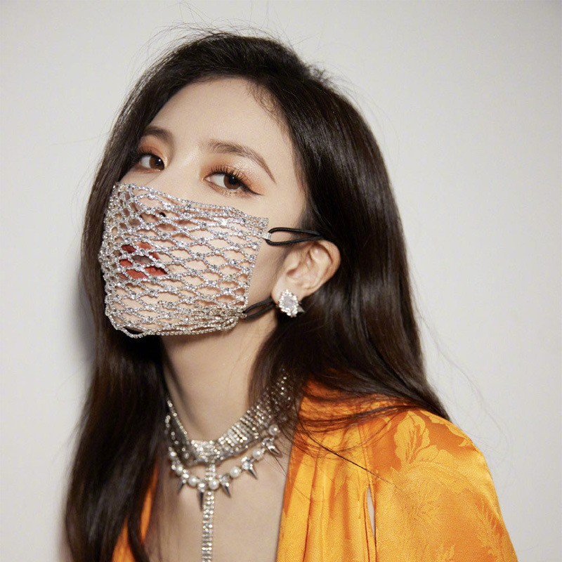 Celebrity Song Yanfei Same Style Diamond Mask Internet Celebrity Style Decoration Sexy Heavy Metal Rhinestone Goddess Diamond Mask - Taobao