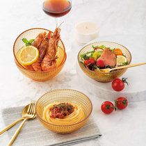 American Conning Glass Cutlery Amber Bowl Dish Dish MICROWAVE HEATED SALAD BOWL SOUP BOWL PAN HOME SUIT