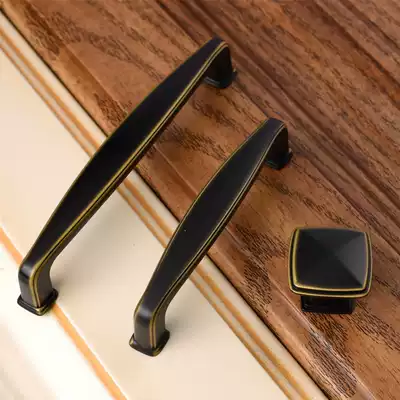 New Chinese style overall cabinet drawer wardrobe Simple European-style surface mounted handle single hole antique handle Brass bronze cabinet door