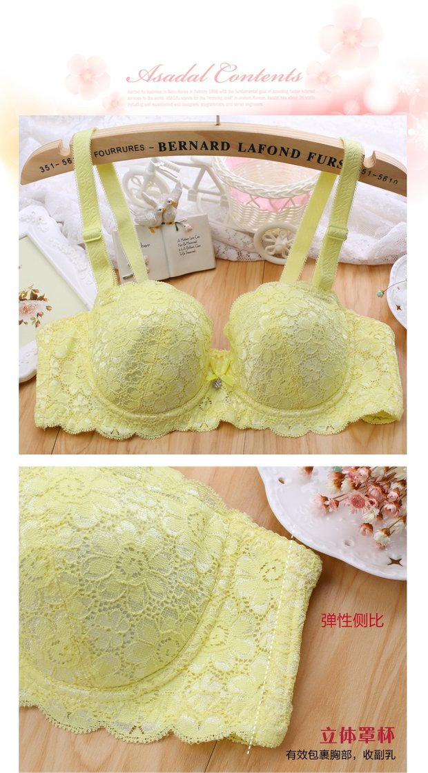 Đầm cotton lót mỏng phần B thoáng khí tập hợp ba hàng khóa một và một nửa ly áo lót thoải mái áo ngực su