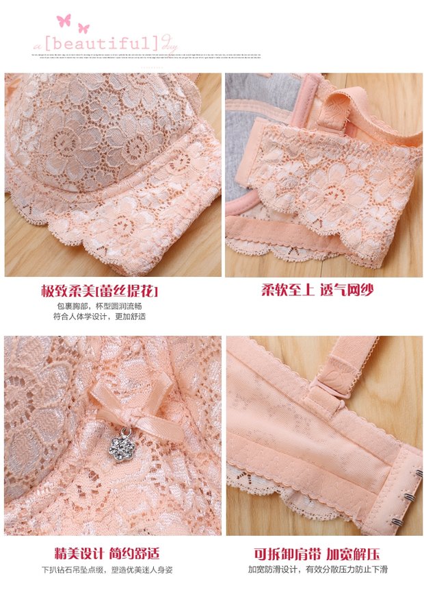 Đầm cotton lót mỏng phần B thoáng khí tập hợp ba hàng khóa một và một nửa ly áo lót thoải mái áo ngực su
