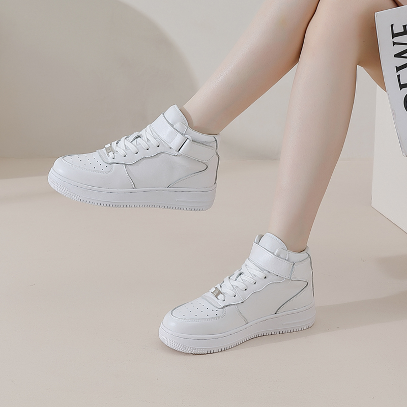 Air Force High-Top White Sneakers for Women, Genuine Leather Casual Couple Sneakers, Thick-Soled, Comfortable, Versatile, Unisex Sports Shoes