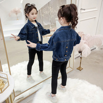 Net red girls  jackets 2020 new 7 spring clothes middle and large childrens 9 girls denim jackets childrens tops tide ten years old