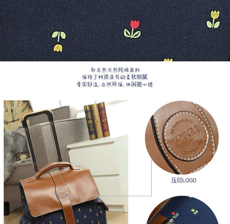 Nhật Bản và Hàn Quốc thủy triều nhỏ tươi không thấm nước cổ điển vali xe đẩy túi 20 inch du lịch túi xách nữ ba lô - Túi du lịch túi xách du lịch nam