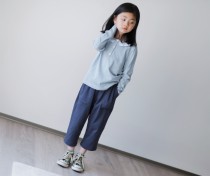 Persimmon (spot) special childs ruffle collar bamboo cotton T ~ worm sound