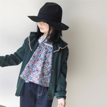 Persimmon (spot) soft waxy sweet little fairy pie big lotus leaf collar double wool cardigan ~ insect ring home