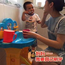  Lifting childrens sink Baby washbasin shelf Plastic cabinet washbasin Baby washbasin