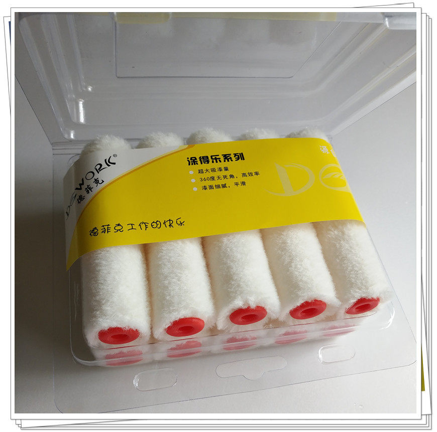 Defik 4 inch little finger rolling wool fine core paint paint trimming no dead angle latex paint roller brush wall