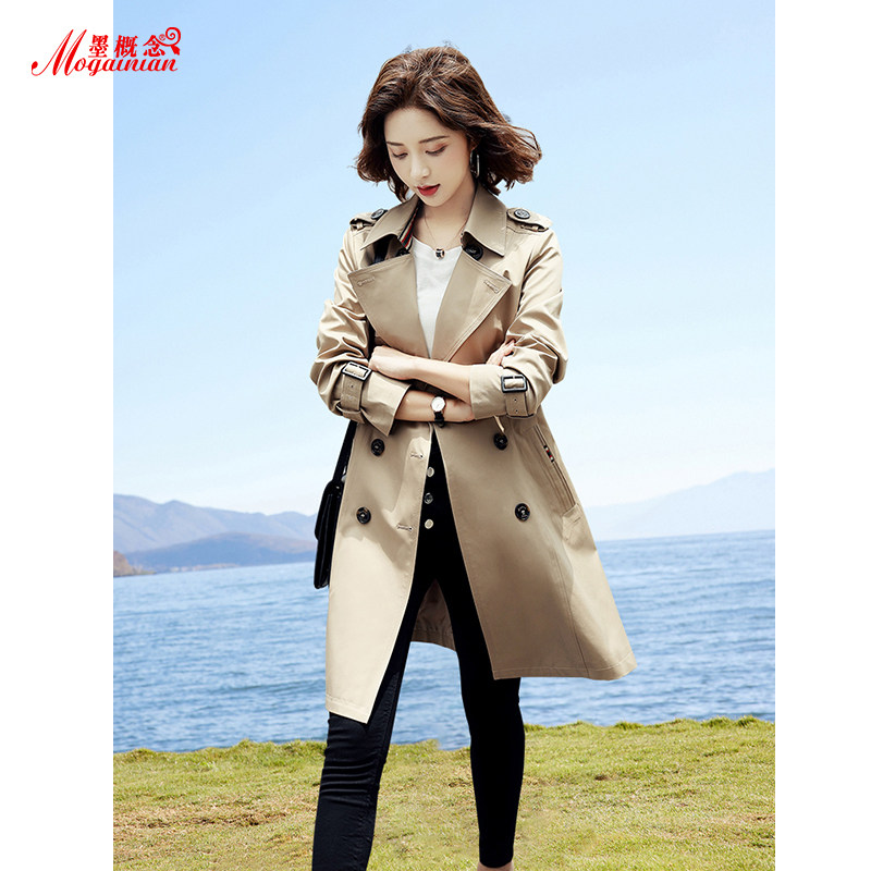 Superior windwear women in the middle - long small children dress British wind coat 2023 new spring and autumn fashion coat