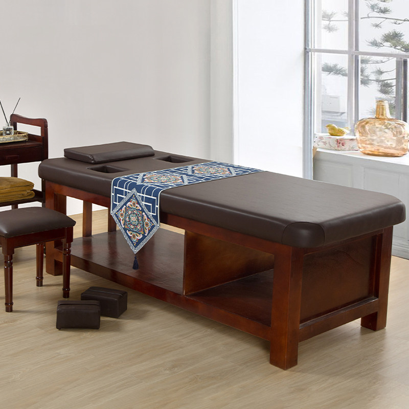 Beauty Bed High-end Beauty Salon Special Solid Wood Massage Bed Pushup Bed With Arm Hole Home Woody Physiotherapy Pli