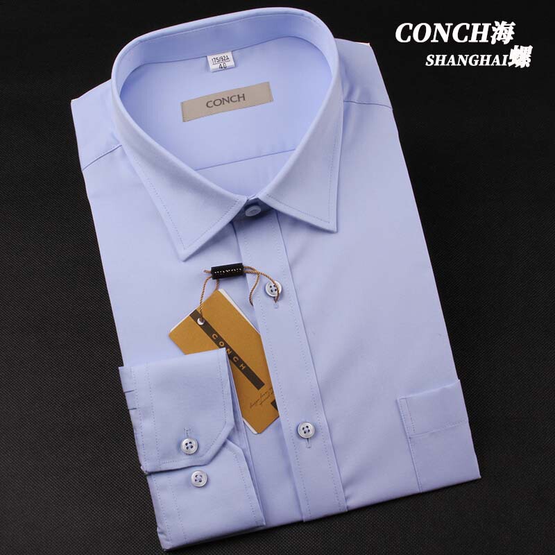 Conch Conch Shirt Business Professional Shirt Formal Work Clothes White/Blue Washed No-Iron White Collar Jacket