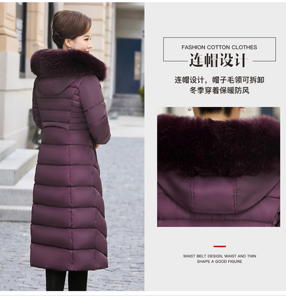 Phụ nữ trung niên và già xuống đệm bông dài 40 trên đầu gối mẹ tải áo khoác cotton mùa đông 50 tuổi áo khoác cotton dày trung niên - Bông áo phao béo nam