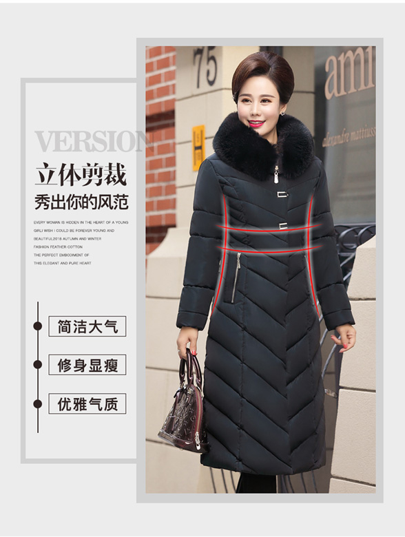 Phụ nữ trung niên và già xuống đệm bông dài 40 trên đầu gối mẹ tải áo khoác cotton mùa đông 50 tuổi áo khoác cotton dày trung niên - Bông áo phao béo nam