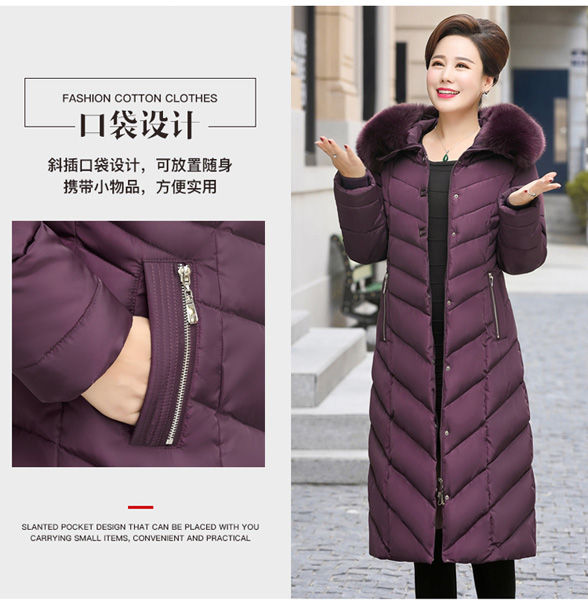 Phụ nữ trung niên và già xuống đệm bông dài 40 trên đầu gối mẹ tải áo khoác cotton mùa đông 50 tuổi áo khoác cotton dày trung niên - Bông áo phao béo nam