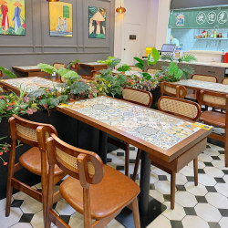 Coffee shop solid wood table and chair combination American retro bar Milk Tea Dessert shop Western restaurant commercial Popular dining table