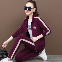 BBQ casual clothes sports suit womens spring and autumn 2021 new fashion Korean version of large size loose sweater three-piece set