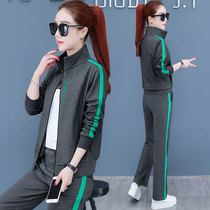 BBQ casual sports suit womens 2020 spring and autumn new trendy loose Korean long-sleeved wide-leg pants western style three-piece suit