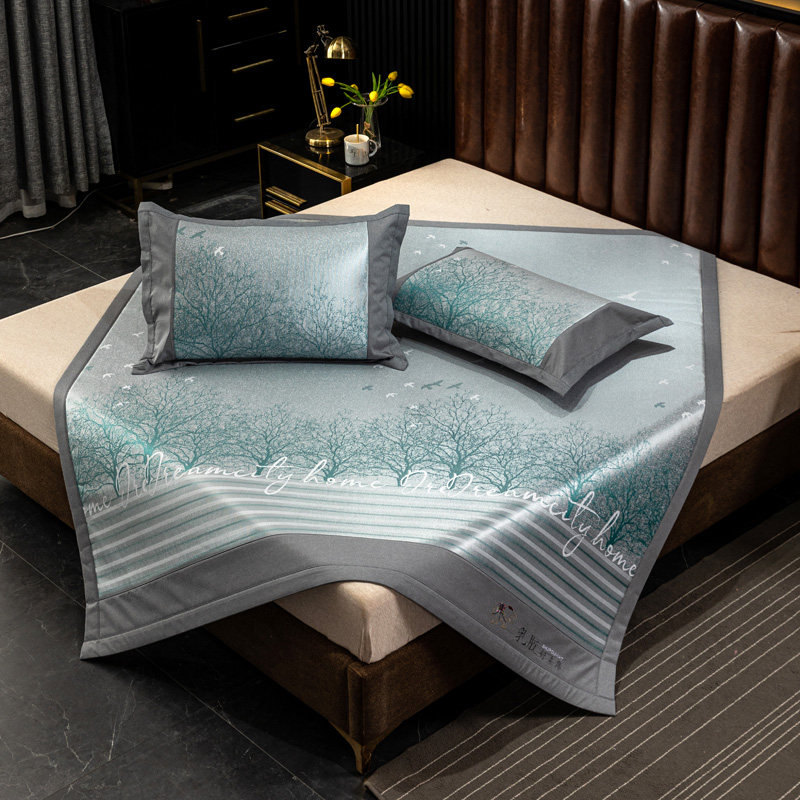 2021 New Latex Cool Mat Ice Silk Mat Three Sets Washable Folding Home Summer 1 5m1 8 m Mats