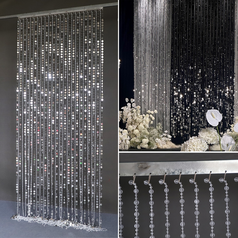 Wedding Crystal Bead Curtain Ceiling Hanging Decoration Korean-Style Wedding Ceiling Decoration Wedding Hall Ceiling Decoration Bead Curtain Finished Product