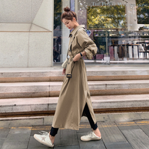 Trench coat womens long 2020 Autumn popular new Korean version of loose English style over the knee chic coat tide