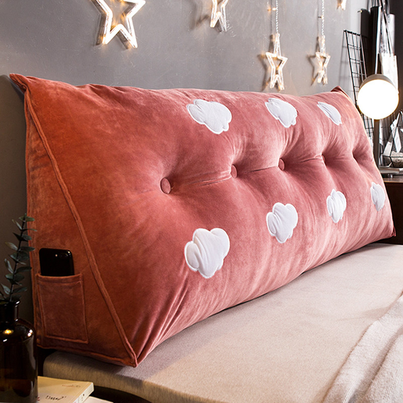 Bedside cushions leaning on pillows crystal suede triangular large backrest bed soft bag Nordic Bedroom tatami bed by removable wash