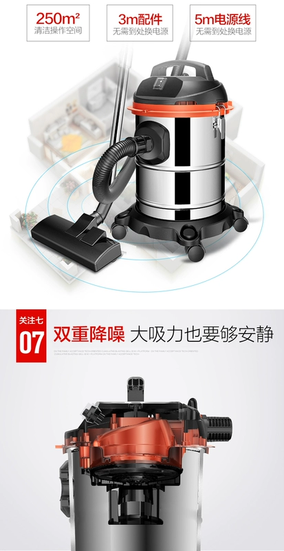 Jeno công suất lớn thấm lông chó thảm nhà máy hút bụi mạnh mẽ khô và ướt thổi ba bộ lọc nước máy hút bụi