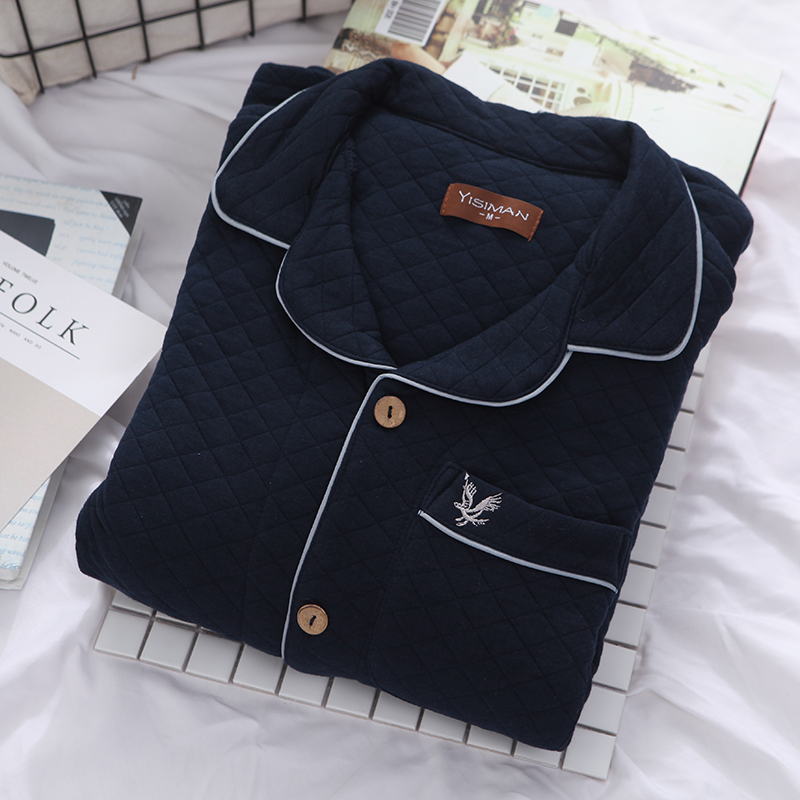 Bộ đồ ngủ cotton Nhật Bản nam mùa thu đông đồ mặc nhà