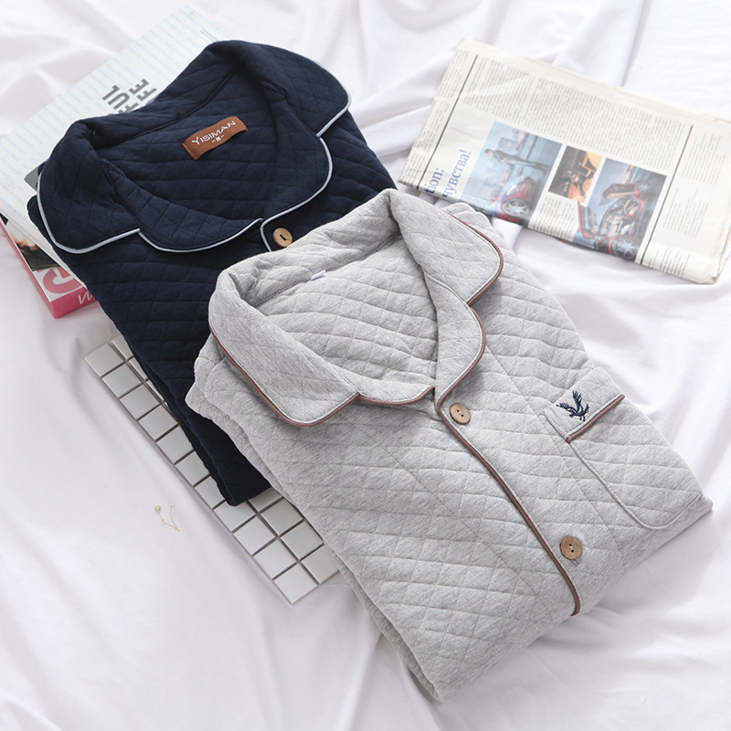 Bộ đồ ngủ cotton Nhật Bản nam mùa thu đông đồ mặc nhà