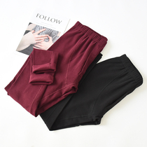 No Mark Fever Duvet Thickening Autumn Pants Mens Pure Cotton No Ball Tight Fit Youth Wire Pants Plus Fleece Bottom Warm Pants.