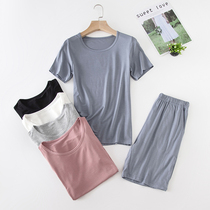 Modal pajamas female summer short-sleeved five-point shorts loose ultra-thin casual can wear round neck home suit suit