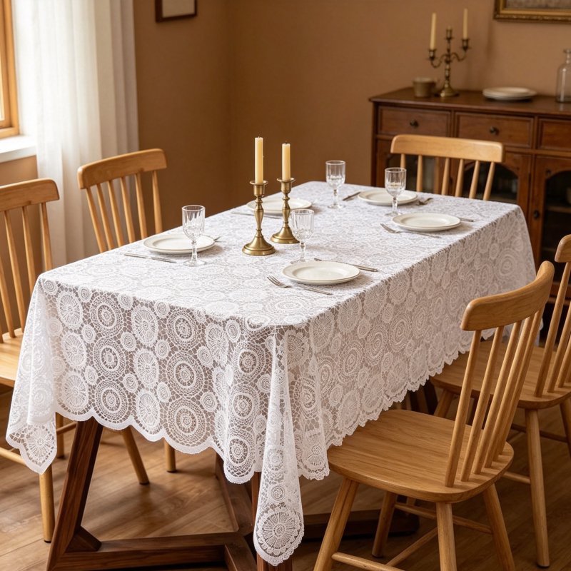 A002-56 (150*220cm Square) Copper Coin Floral Embroidery Tablecloth Cover