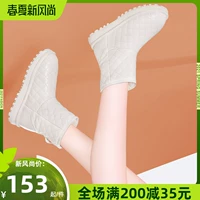 Белые зимние ботинки для женщин, шерстяные короткие кожаные туфли, водонепроницаемые, бархатные и утолщенные, новая теплая хлопковая обувь зимы 2020 года.