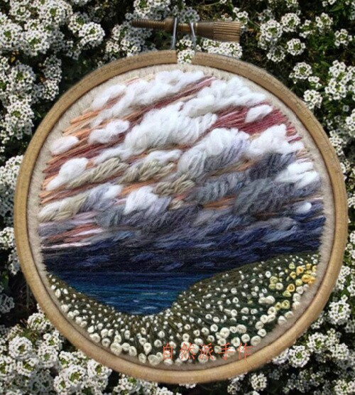 Natural school hand-made dark clouds dense 3D handmade clouds three-dimensional embroidery wind material bag