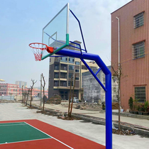 Basketball frame Adult outdoor standard match fixed buried ground tube 220 round tube blue ball frame
