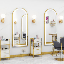  Hair salon hair cutting mirror Hair salon special tide shop mirror table Net red simple wall-mounted smart led with light hair cutting mirror