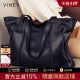 Viney Tote Bag 2026 New Genuine Leather Women's Bag Summer Large Capacity Versatile Commuter Bag Handbag Shoulder Bag