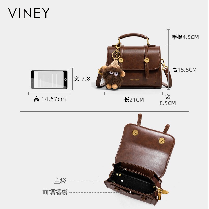 [Chen Yanxi Style] Viney 2026 New Cambridge Crossbody Bag Genuine Leather Small Shoulder Bag - Thumbnail 5