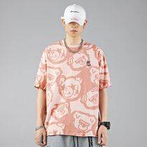 Little bear print summer Tide brand short sleeve T-shirt mens thin T-shirt ins trend loose 2021 new national tide half sleeve