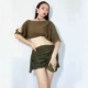 Армейский зеленый топ + юбка
