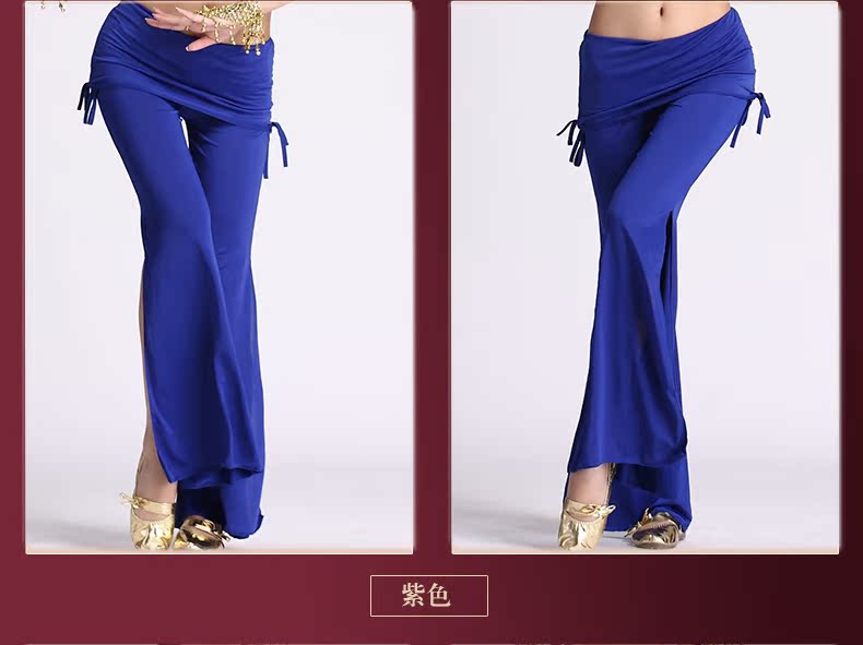 Nhảy múa bụng quyến rũ thực hành quần áo trang phục quần Mới bụng khiêu vũ bên eo dây chẻ quần đáy - Khiêu vũ / Thể dục nhịp điệu / Thể dục dụng cụ giày tập múa