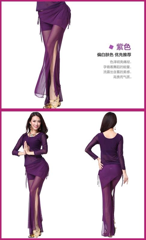 Fei quyến rũ múa bụng trang phục quần khiêu vũ thực hành đào tạo mùa xuân mới đàn hồi vải tuyn eo quần quần chia - Khiêu vũ / Thể dục nhịp điệu / Thể dục dụng cụ trang phục khiêu vũ