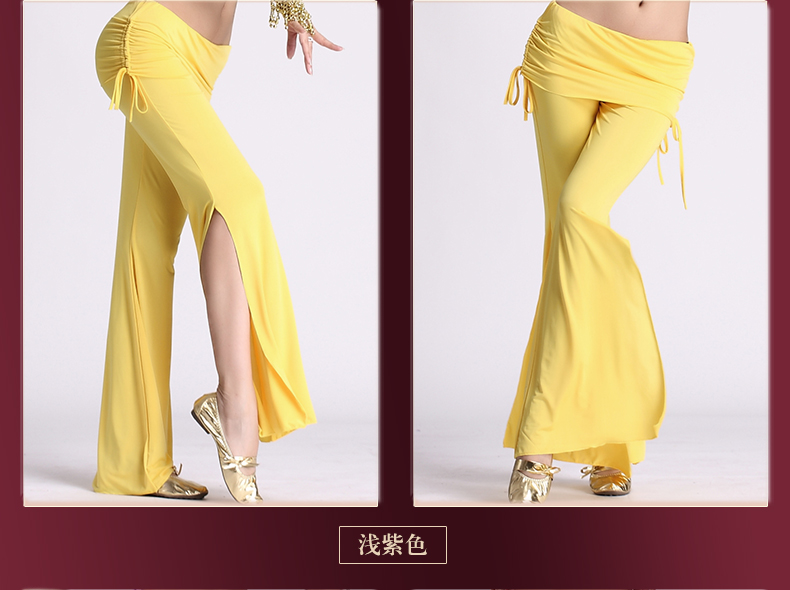Nhảy múa bụng quyến rũ thực hành quần áo trang phục quần Mới bụng khiêu vũ bên eo dây chẻ quần đáy - Khiêu vũ / Thể dục nhịp điệu / Thể dục dụng cụ giày tập múa