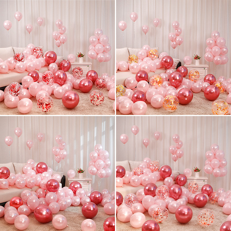 Wedding Pink Gas Ball Tennis Net Red transparent sequins Women's living room Wedding room Wedding room Birthday Decoration Arrangement Suit