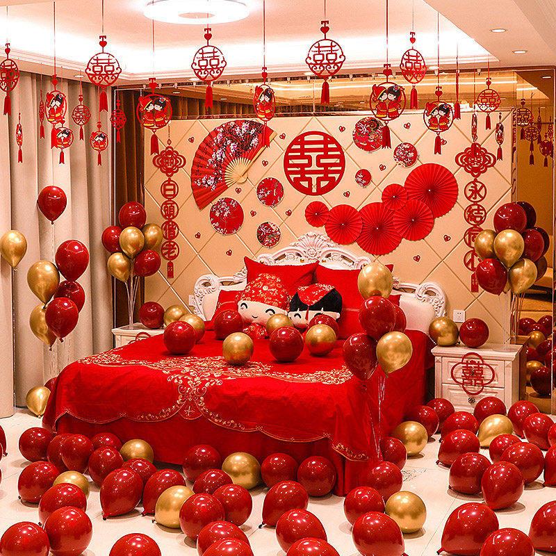 Wedding decoration new house man's simple atmospheric balloon women's bedroom romantic wedding room wedding scene layout set