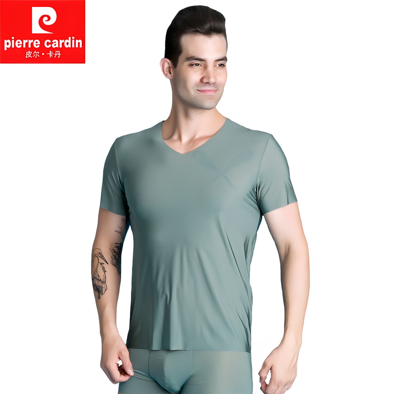 Pierre Cardin Underwear Men's Ultra-Thin Quick-Drying Ice Silk Seamless V-Neck Short-Sleeve Base T-Shirt P552936 Pierre Cardin Underwear Men's Ultra-Thin Quick-Drying Ice Silk Seamless V-Neck Short-Sleeve Base T-Shirt P552936