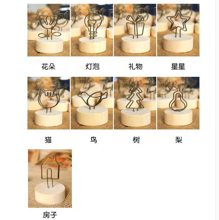 Round pastoral creative wood wrought iron note clip Message clip Note clip 11 optional boxed